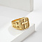 Square with Cross Pattern 304 Stainless Steel Finger Rings for Men, Golden, US Size 8(18.1mm)