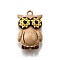Alloy Enamel Pendants, Animal Charm, Owl, 18x11.5x5.5mm, Hole: 1.2mm