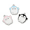 Alloy Enamel Pendants, Penguin Charms, Platinum, Mixed Color, 21.5x18.5x1.5mm, Hole: 1.6~1.8mm