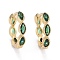Brass Micro Pave Cubic Zirconia Huggie Hoop Earrings, Long-Lasting Plated, Horse Eye, Green, Real 18K Gold Plated, 13.5x15.5x3mm, Pin: 0.8mm