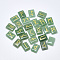 Natural Green Aventurine Cabochons, Rectangle with Runes/Futhark/Futhorc, 20x15x6mm, 25pcs/set