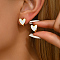 201 Stainless Steel Hoop Earrings, with Rhinestone, Golden, Heart, 13x10mm