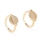 Brass Micro Pave Clear Cubic Zirconia Cuff Rings, Open Rings, Long-Lasting Plated, Planet, Real 18K Gold Plated, Size 6, Inner Diameter: 17mm