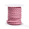 Braided Cowhide Leather Cord, Leather Rope String for Bracelets, with Cotton Thread inside, Flamingo, 5mm, about 4.37 yards(4m)/roll