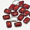 Pointed Back Glass Rhinestone Cabochons, Faceted, Rectangle Octagon, Light Siam, 18x13x5mm