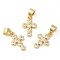 Rack Plating Brass Micro Pave Cubic Zirconia Pendants, Long-Lasting Plated, Lead Free & Cadmium Free, Cross, Real 18K Gold Plated, 14x9x2mm, Hole: 5x4mm
