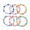 6Pcs 6 Colors 8mm Round Imitated Silicone Acrylic Beaded Stretch Bracelet Sets, Stackable Bracelets for Women, Mixed Color, Inner Diameter: 2 inch(5.2cm), 1pc/color