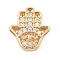 Brass Micro Pave Clear Cubic Zirconia Slide Charms, Long-Lasting Plated, Hamsa Hand, Golden, 12.5x12x4.5mm, Hole: 10x1.5mm