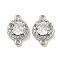 Brass Pave Clear Cubic Zirconia Connector Charms, Flat Round Links, Cadmium Free & Nickel Free & Lead Free, Platinum, 12x8x4mm, Hole: 1mm