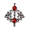 Alloy Enamel Chandelier Component Links, Cadmium Free & Lead Free, Rhombus, Antique Silver Metal Color, Red, 35x29x3mm, Hole: 1.5mm