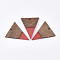 Resin & Walnut Wood Pendants, Triangle, Salmon, 37.5x31x3mm, Hole: 1.8mm