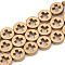 Electroplate Non-magnetic Synthetic Hematite Beads Strands, Flat Round with Cross, Copper Plated, 10x3mm, Hole: 1mm, about 39pcs/strand, 15.3 inch