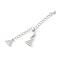 Brass Micro Pave Cubic Zirconia Chain Extender with Glass, Real Platinum Plated Necklace Layering Clasps, with Lobster Claw Clasps, Cadmium Free & Nickel Free & Lead Free, Triangle, Real Platinum Plated, 60mm