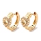 Hollow Heart Brass Micro Pave Cubic Zirconia Hoop Earrings for Women, Real 18K Gold Plated, 15.5x8mm