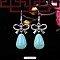 Teardrop Synthetic Turquoise & Alloy Dangle Earrings, Turquoise, 35x22mm