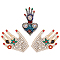 Hand Shape Non-woven Felt Fabric Clothing Patches, with Glass Rhinestones, Costume Accessories, Mixed Color, 110x61x8mm & 110x75x6mm