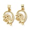 Brass Micro Pave Cubic Zirconia Pendants, Cadmium Free & Lead Free, with Shell, Flower, Real 18K Gold Plated, 22x12.5x2mm, Hole: 4.5x3.5mm