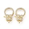 Brass Micro Pave Clear Cubic Zirconia Lobster Claw Clasps, Long-Lasting Plated, Flower, Real 18K Gold Plated, 20x12.5x6mm, Hole: 2mm