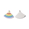 304 Stainless Steel Enamel Pendants, Lead Free & Cadmium Free, Fan Shapes, Pride Theme, Colorful, 21x27x2mm, Hole: 2mm