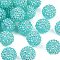 AB-Color Resin Rhinestone Beads, with Acrylic Round Beads Inside, for Bubblegum Jewelry, Cyan, 20x18mm, Hole: 2~2.5mm