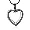 Stainless Steel & Glass Heart Pendant Urn Ashes Necklaces, Mini Cinerary Casket Pendant Round Snake Chain Necklaces for Women Men, Black, pendant: 20x20mm