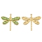 Stainless Steel Pendants, with Enamel, Golden, Dragonfly Charm, Light Green, 27x24mm, Hole: 1.5mm