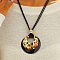 Alloy Leopard Print Ring Pendant Black Cord Necklaces, Black, 20.08 inch(51cm)