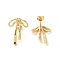 Brass with Cubic Zirconia Stud Earrings for Women, Bowknot, Real 18K Gold Plated, 22x16mm