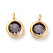 Brass Micro Pave Cubic Zirconia Charms, Cadmium Free & Nickel Free & Lead Free, Flat Round, Real 18K Gold Plated, Purple, 9x6x3.5mm, Hole: 2mm