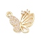 Brass Pave Clear Cubic Zirconia Pendants, Cadmium Free & Nickel Free & Lead Free, Butterfly Charm, Long-Lasting Plated, Real 14K Gold Plated, 12x13.5x2.5mm, Hole: 1.4mm