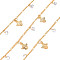 Handmade Brass Curb Chains, with Cubic Zirconia Charms, Soldered, Spool, Textured, Angel, Real 18K Gold Plated, 3.3x1.5x0.3mm and 2x1.4x0.3mm, about 16.4 Feet(5m)/roll