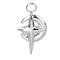 304 Stainless Steel Pendants, Moon with Star Charm, Stainless Steel Color, 21x11mm