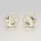 Brass Hollow Polygon Beads, with Floating Glass Beads Inside, Golden, 13x13x17mm