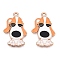 Alloy Pendant, with Enamel, Dog Charm, Dark Orange, 25.5x16x1.3mm, Hole: 1.6mm