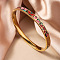 304 Stainless Steel Enamel Bangles, Hinged Bangles for Women, Flower, Real 18K Gold Plated, Real 18K Gold Plated, Red, Inner Diameter: 2-3/8 inch(6cm)