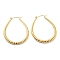 304 Stainless Steel Textured Teardrop Hoop Earrings, Real 14K Gold Plated, 49.5x4mm