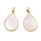 Rack Plating Brass Pendants, Teardrop Charms with Shell, Long-Lasting Plated, Real 18K Gold Plated, 19x11.5x2mm, Hole: 3x2mm
