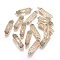 Brass Micro Pave Cubic Zirconia Links, Real 18K Gold Plated, Oval, Nickel Free, Colorful, 25.5x6x2mm, Hole: 1.2mm