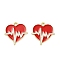 Alloy Enamel Pendants, Golden, Medical Theme, Heartbeat, Red, 21x20.5x1mm, Hole: 1.6mm