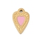 304 Stainless Steel Enamel Charms, Heart Charms, Real 18K Gold Plated, Ion Plating(IP), Pink, 14x9x1.4mm, Hole: 1.4mm