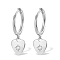 925 Sterling Silver Clear Cubic Zirconia Heart Hoop Earrings, Silver