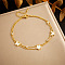304 Stainless Steel Pave Natural Shell & Crystal Rhinestone Charm Double Layer Anklets for Women, Golden, Butterfly, 8-1/4 inch(210mm)