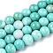 Opaque Crackle Glass Round Beads Strands, Imitation Stones, Round, Turquoise, 10mm, Hole: 1.5mm, about 80pcs/strand, 30.31~31.10 inch(77~79cm)
