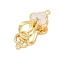 Brass Interlocking Clasps, Cadmium Free & Nickel Free & Lead Free, with Shell, Cloud, Real 18K Gold Plated, 21x10x9mm, Hole: 1.5mm