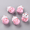 Baking Painted Brass Bell Pendants, Maneki Neko/Beckoning Cat, Pink, 26.5x17x16mm, Hole: 2mm