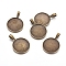 Tibetan Style Pendant Cabochon Settings, Plain Edge Bezel Cups, DIY Findings for Jewelry Making, Flat Round, Cadmium Free & Lead Free, Antique Bronze, Tray: 25mm, 38x27x2mm, Hole: 5x9mm