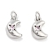 Brass Micro Pave Cubic Zirconia Pendants, Cadmium Free & Nickel Free & Lead Free, Platinum, Moon, with Jump Ring, Lavender, 9.5x6.5x4mm, Hole: 2.4mm