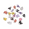 Alloy Pendants, with Enamel, Mixed Color Random Letter Charm, Platinum, 10x7~9x1.5mm, Hole: 1.6mm