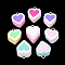 Handmade Polymer Clay Pendants, with Iron Findings, Heart, Platinum, Mixed Color, 16~19x13~15x10mm, Hole: 2mm