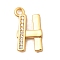 Brass Micro Pave Cubic Zirconia Charms, Nickel Free, Real 18K Gold Plated, Letter H, 14x8x2mm, Hole: 1.6mm